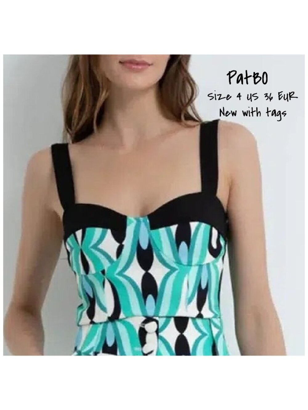 PatBO Twist Sleeveless Cropped Top in Piscene Blue, Size 4 US, New with Tags